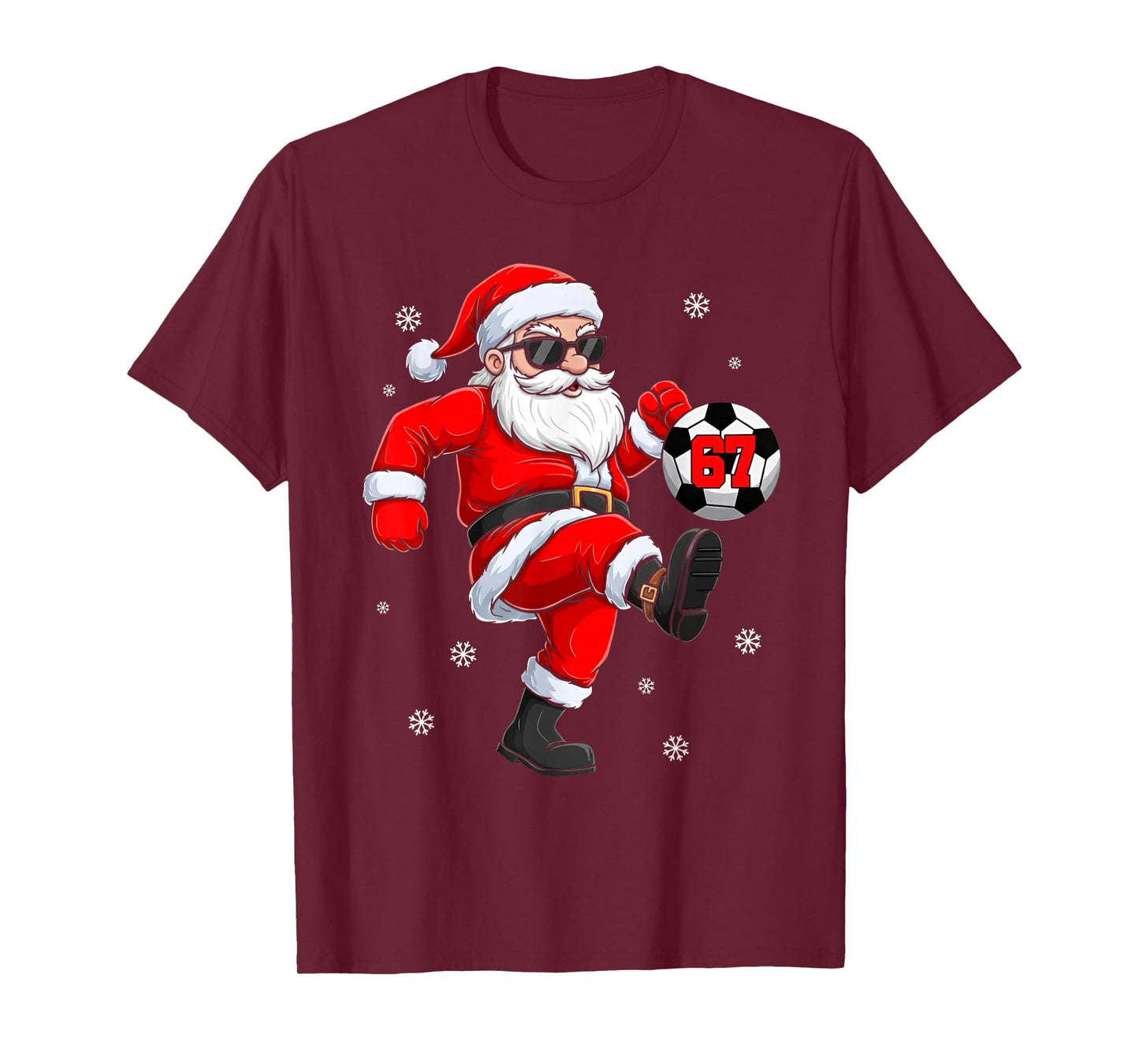 Santa Soccer Ball Sports Christmas Soccer Player Men Boys T-Shirt