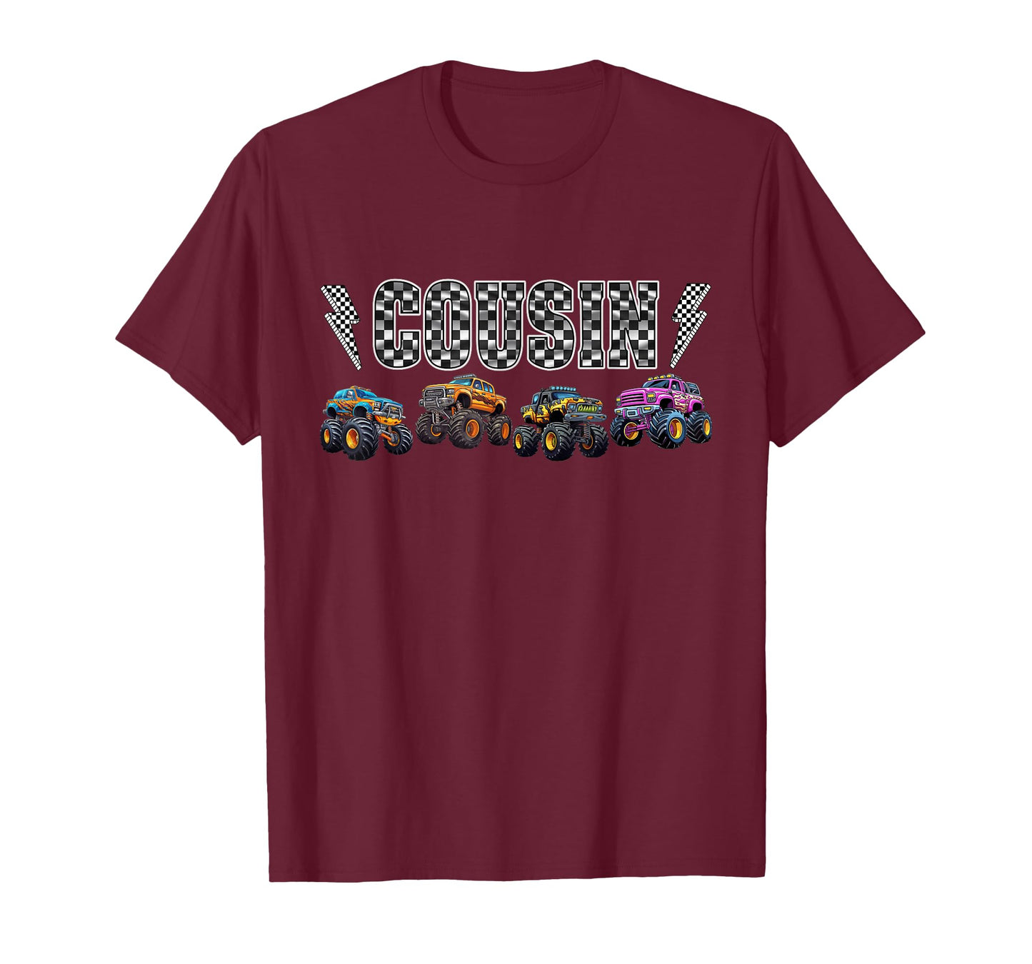 Cousin Retro Monster Truck Family Crew Birthday Matching T-Shirt