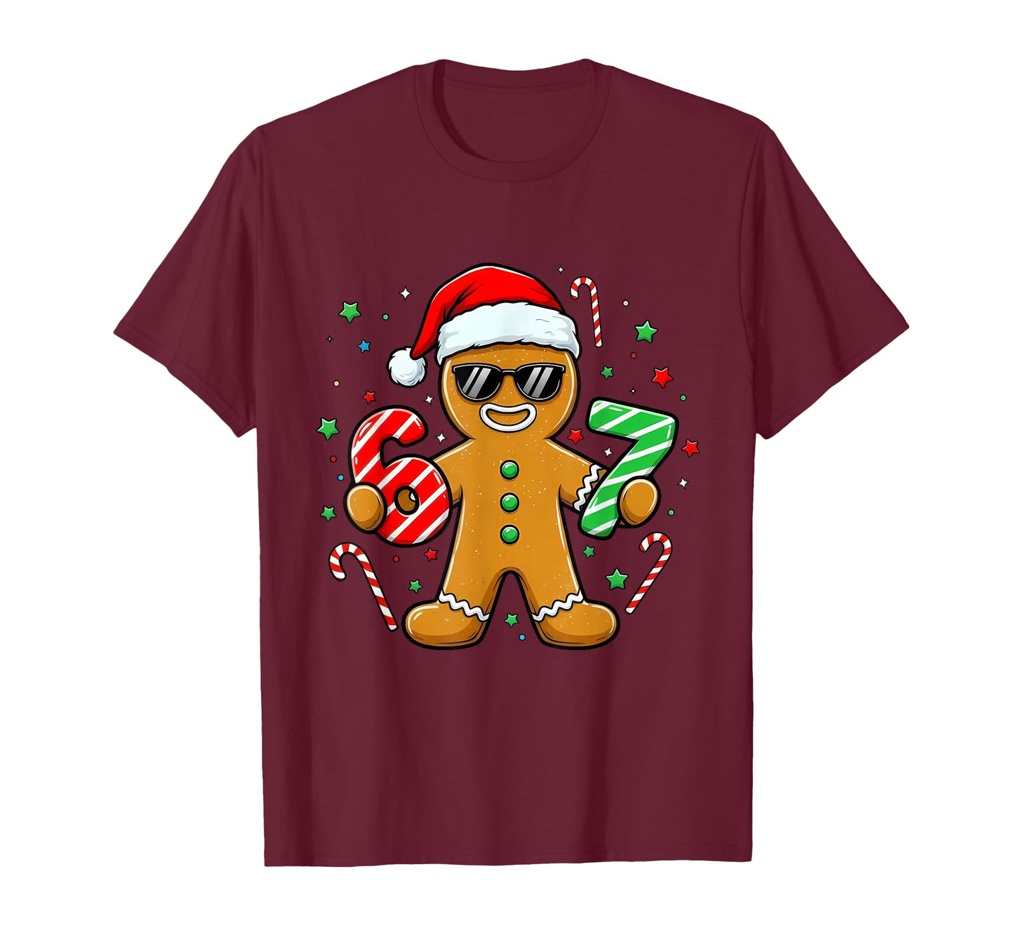 Funny Gingerbread Six Seven 67 Ice Cream Drip Christmas Boys T-Shirt
