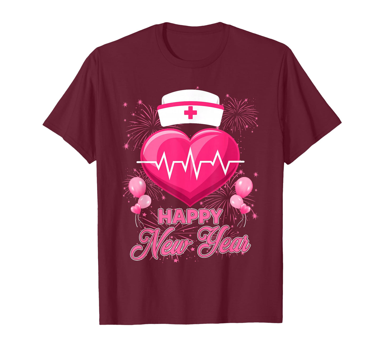 Happy New Year Nurses Heartbeat New Years Eve Party 2026 T-Shirt