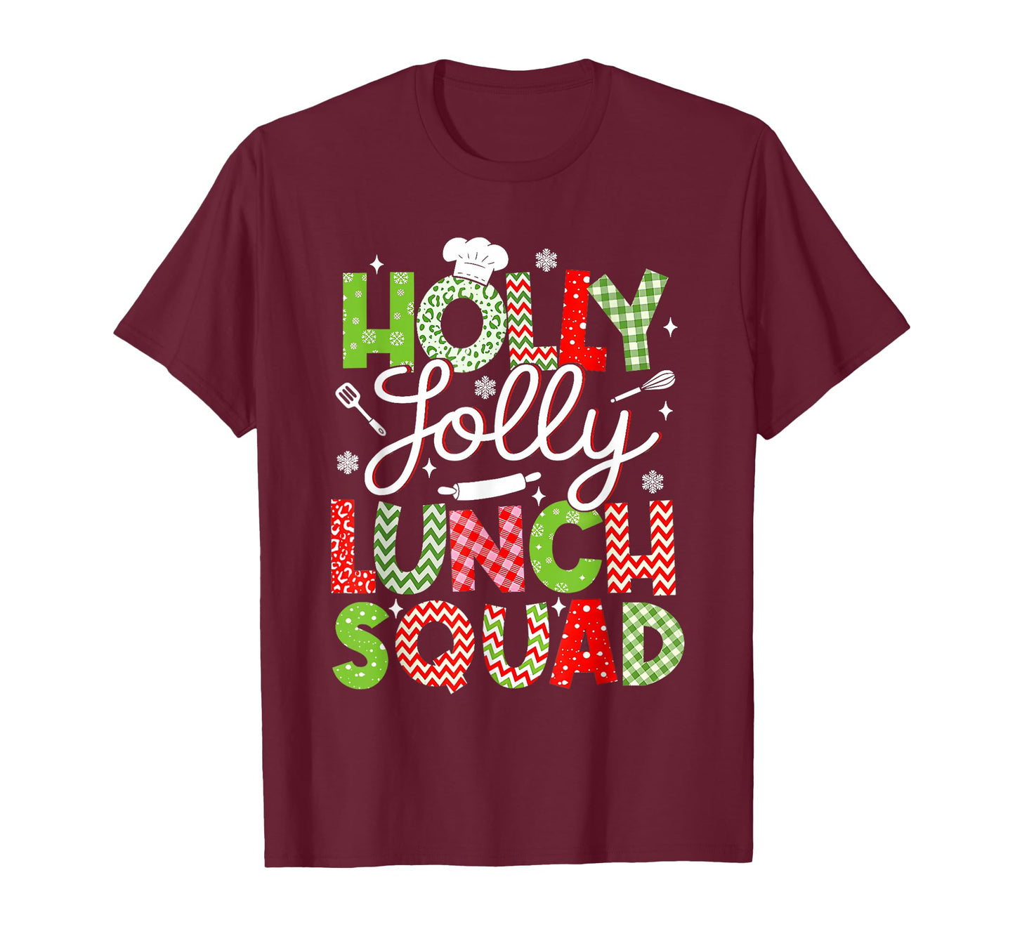 Holly Vintage Jolly Lunch Squad Cafeteria Lunch Lady Xmas T-Shirt