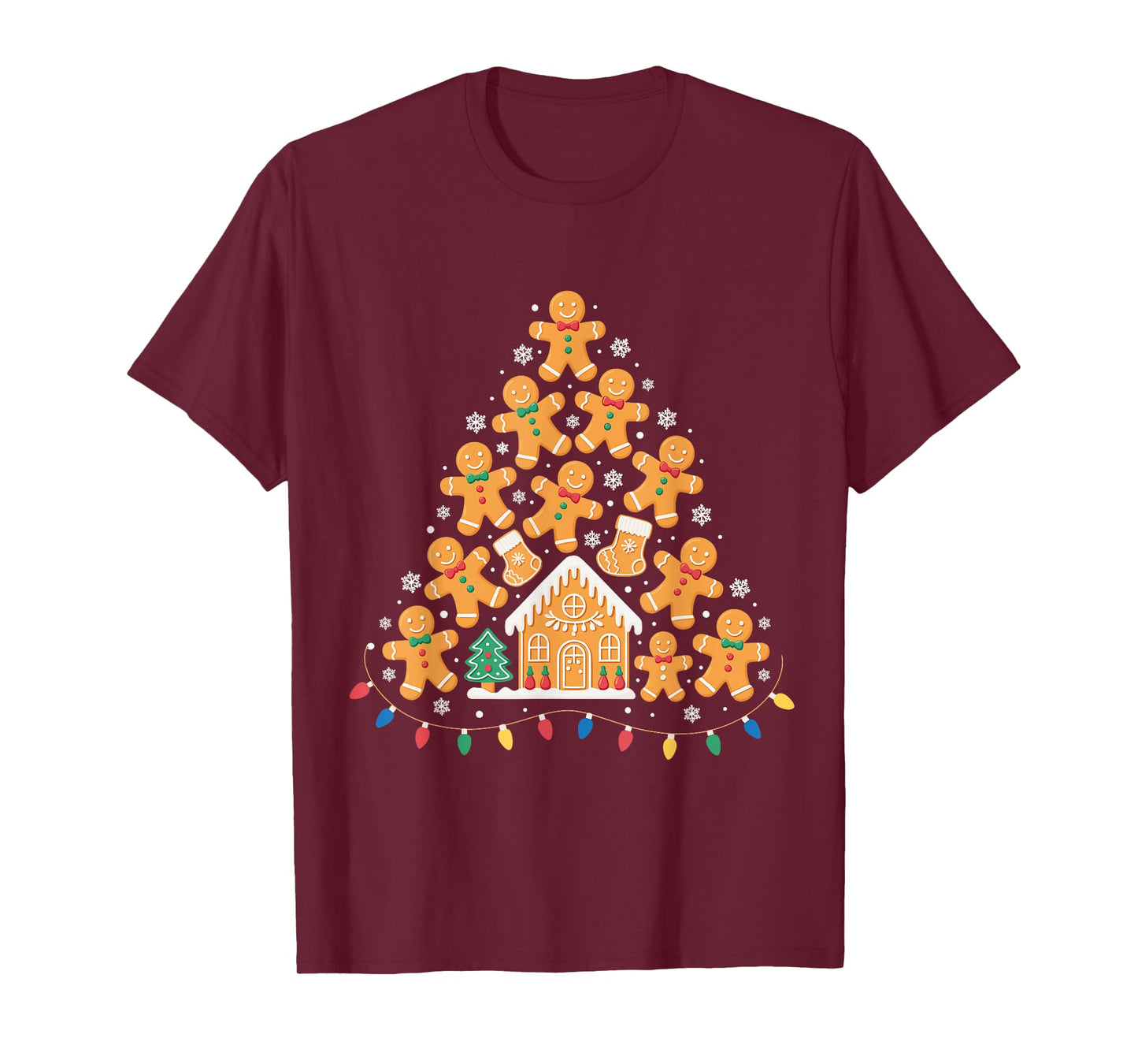 Gingerbread Christmas Tree Lights Xmas Cookie Baking Team T-Shirt