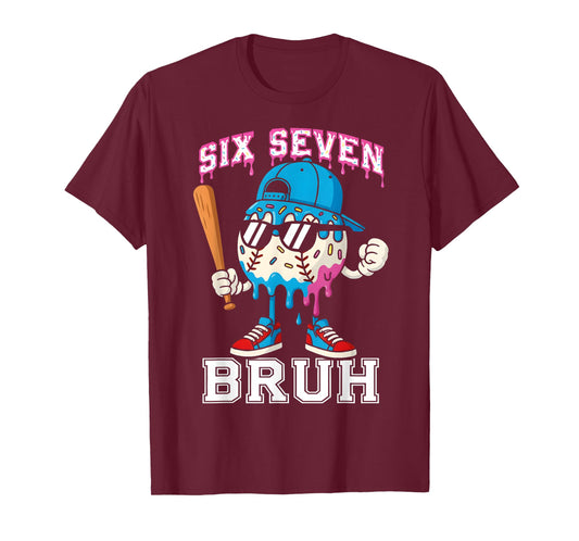 67 Six Seven Baseball Ice Cream Drip Number 67 Player T-Shirt