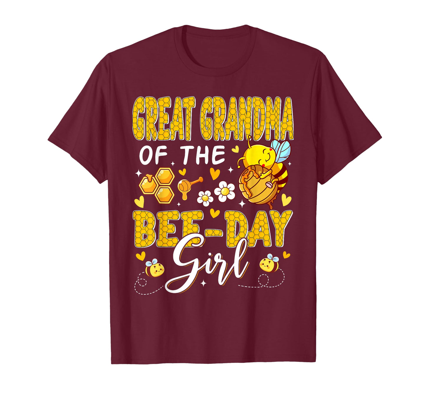 Great Grandma of The Bee Day Girl Flower Birthday Family T-Shirt