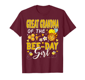 Great Grandma of The Bee Day Girl Flower Birthday Family T-Shirt