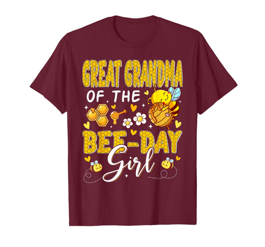 Great Grandma of The Bee Day Girl Flower Birthday Family T-Shirt