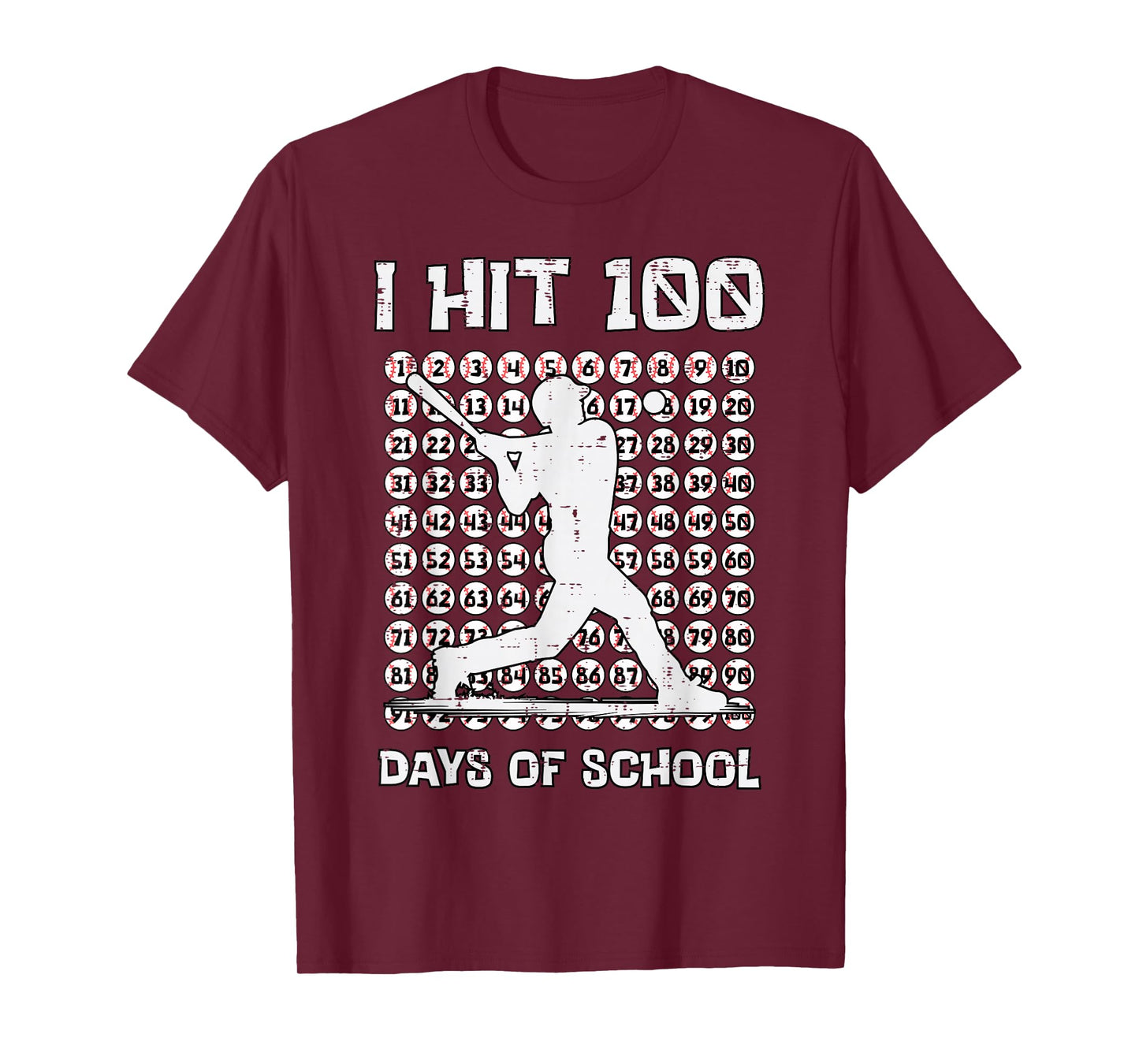 I Hit 100 Days of School Baseball Player 100th Day Boys Kids T-Shirt