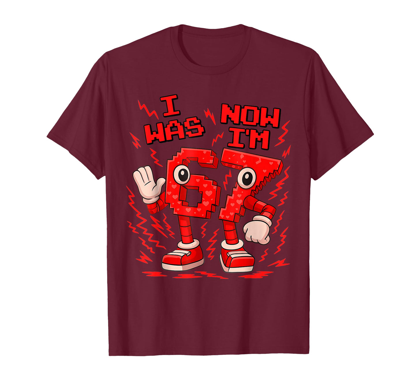 I was 6 Now I'm 7 Six Seven 7 Years Old Birthday Brainrot T-Shirt
