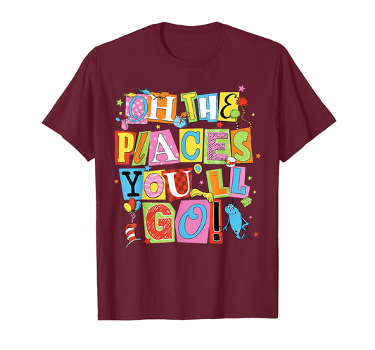Reading Day Oh Places You Go Doctor Teacher Cat Hat Autism T-Shirt