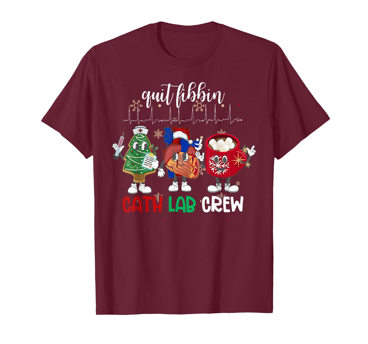 Cath Lab Christmas Crew Cardiology Nurse Echocardiography T-Shirt