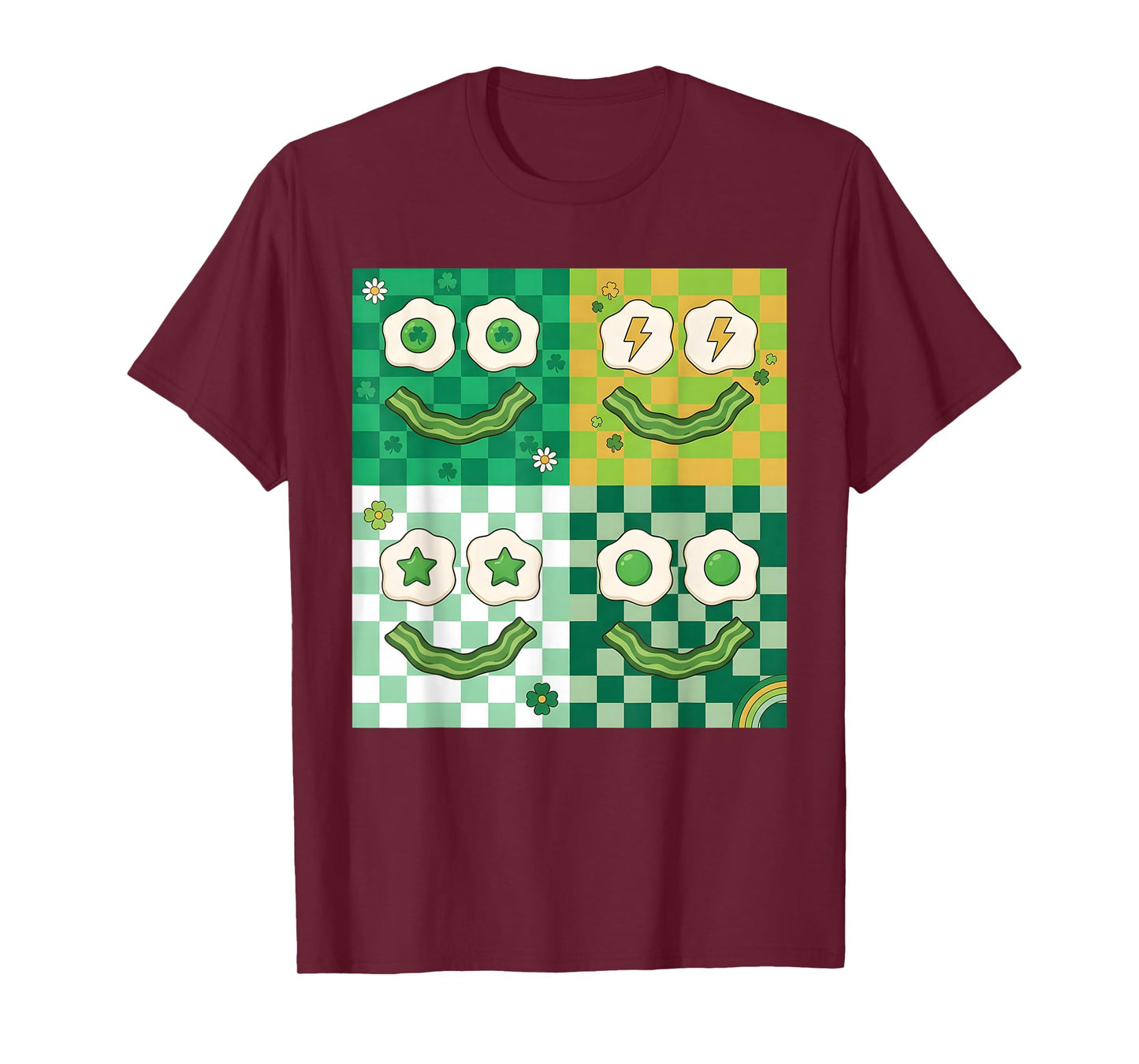 Green Smile Face Eggs and Bacon Ham Breakfast St Patricks T-Shirt