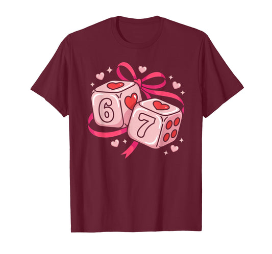 67 Dice Valentine’s Day Six Seven Hearts 6-7 Meme T-Shirt