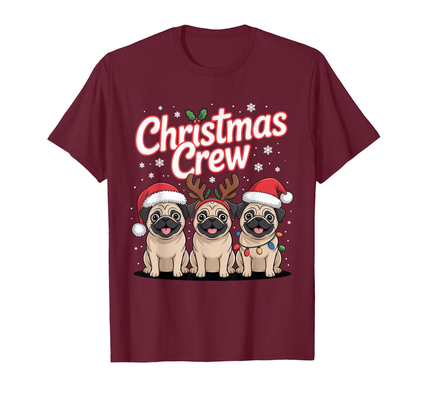 Christmas Crew Xmas Puppy Small Dog Funny Christmas Pug T-Shirt