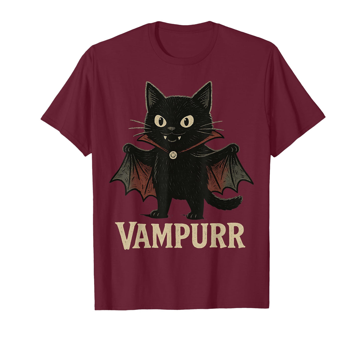 Vampurr Vampire Halloween Cute Cat Pun Funny Graphic T-Shirt