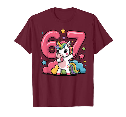 Unicorn 67 Meme Six Seven Funny Dabbing T-Shirt