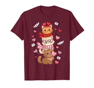 Valentine Cat Happy Meowentines Heart Valentines Cat Lover T-Shirt