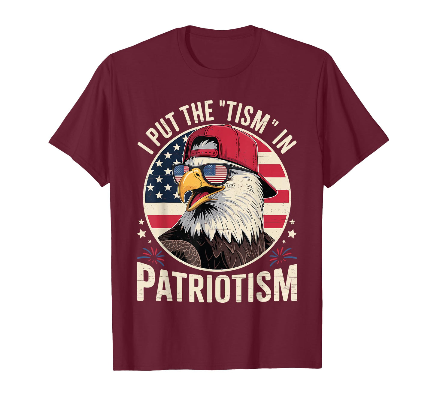 American Flag Eagle Patriotic Eagle Fireworks 4th of July T-Shirt