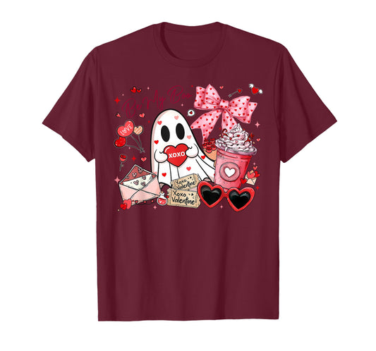Preppy Be My Boo XOXO Ghost Coquette Bow Valentine's Day T-Shirt