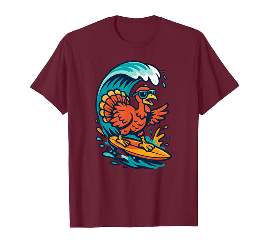 Thanksgiving Turkey Surfer Surfing T-Shirt