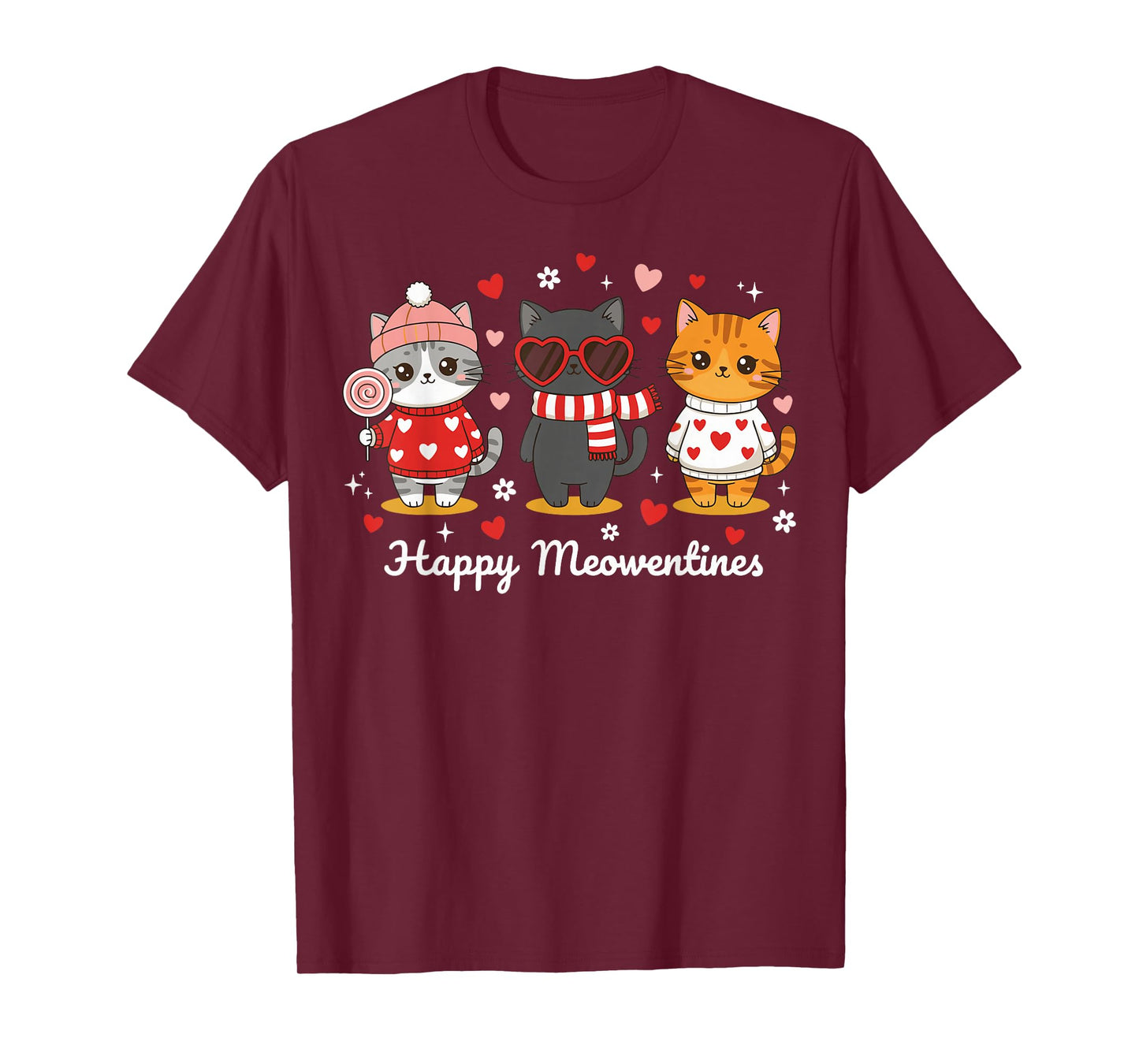 Happy Meowentines Cute Valentine Cat Lovers Girls Women Kid T-Shirt
