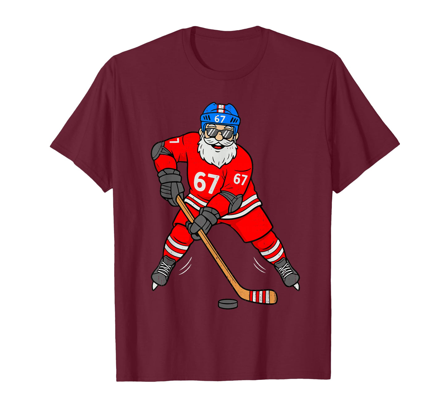 67 Ice Hockey Santa Six Seven Meme Christmas Sport Mens Boys T-Shirt
