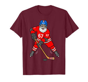 67 Ice Hockey Santa Six Seven Meme Christmas Sport Mens Boys T-Shirt