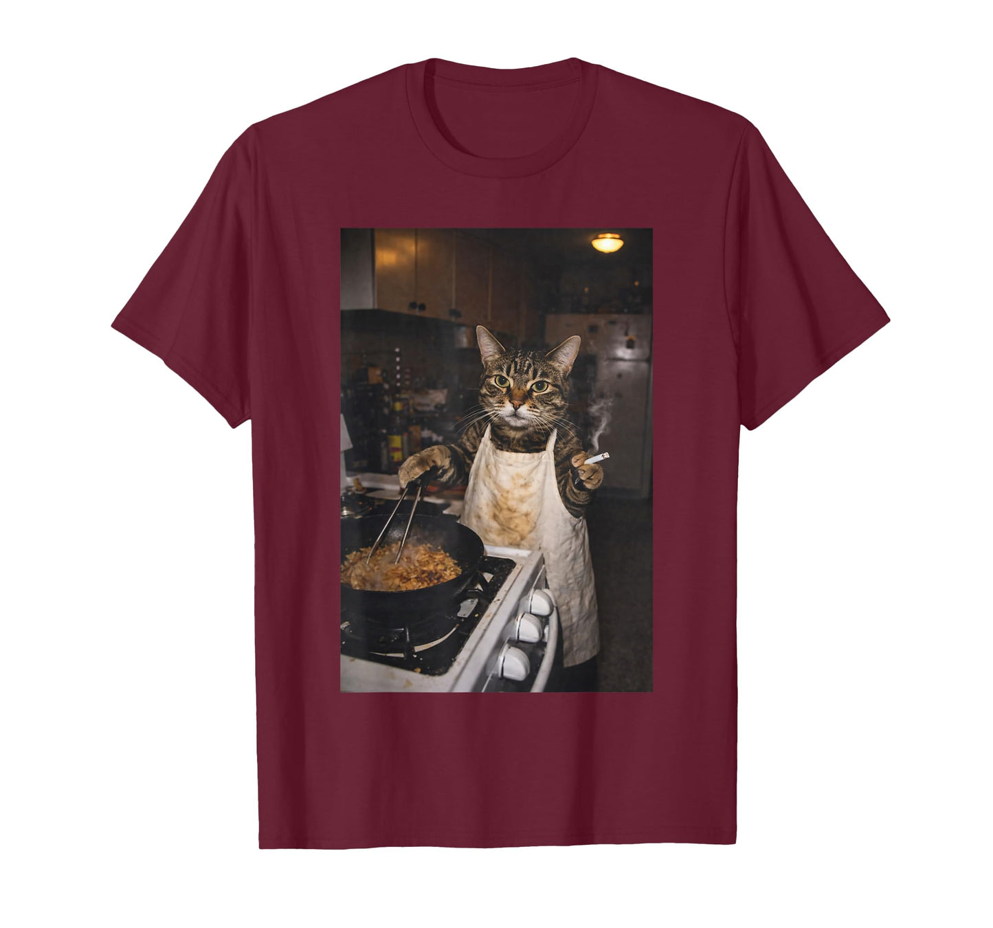 Funny Cat Lady Meme Cooking Cat Vintage Cat Smoking T-Shirt