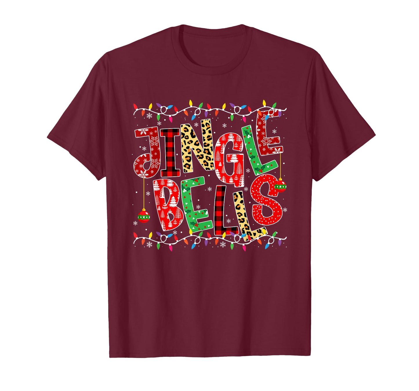 Red Plaid Jingle Bells Christmas Matching Family Pajama Tee T-Shirt