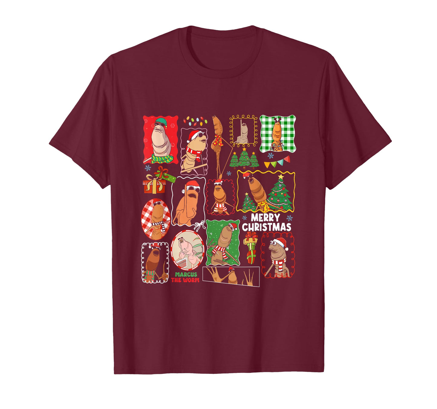 Cute Marcus The Worm Merry Christmas Santa Marcus Meme Xmas T-Shirt