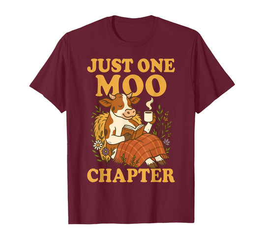 Floral Cow Reading Pun Just One More Chapter Cozy Book Lover T-Shirt