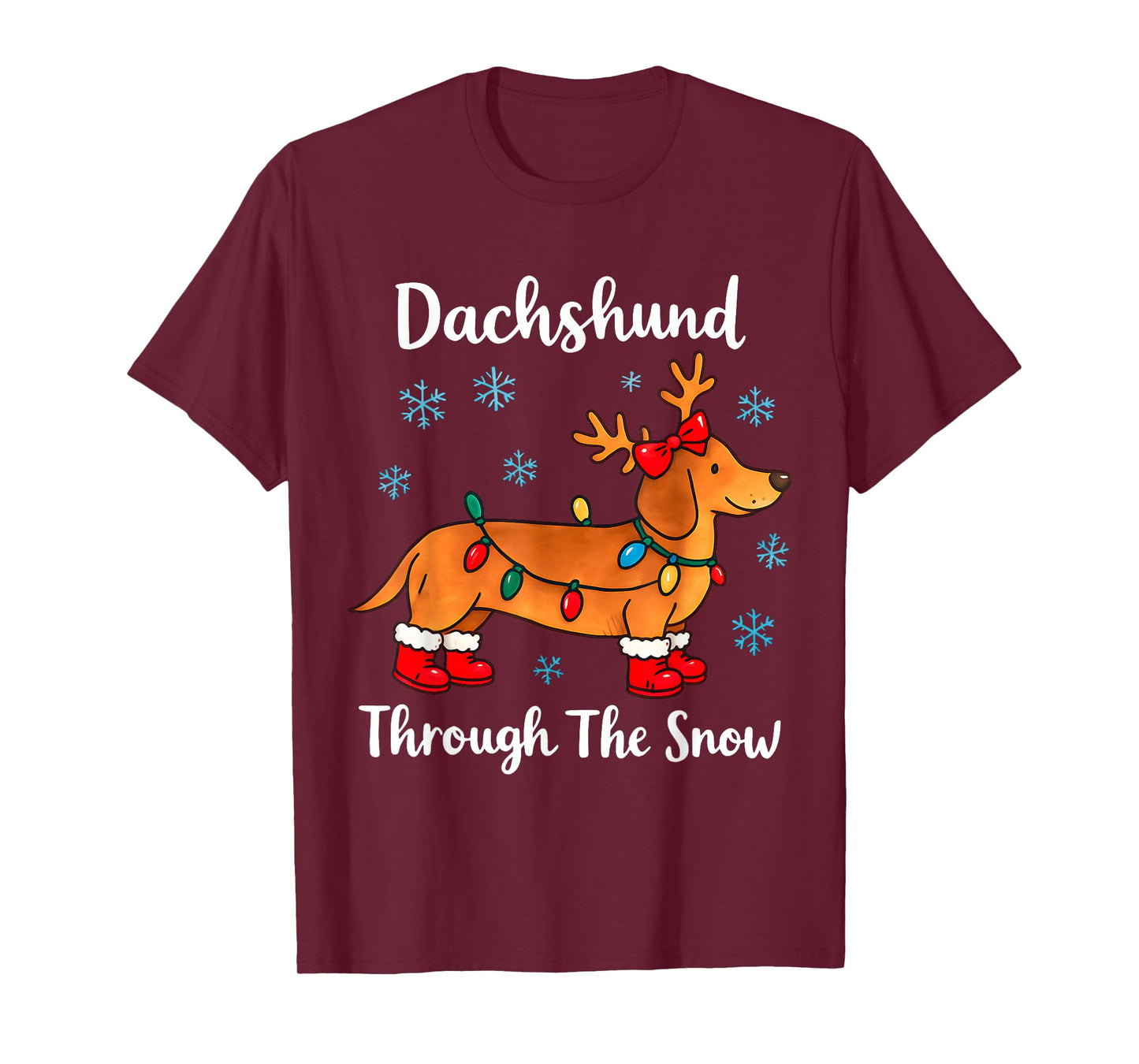 Funny Dachshund Through The Snow Christmas Dog T-Shirt
