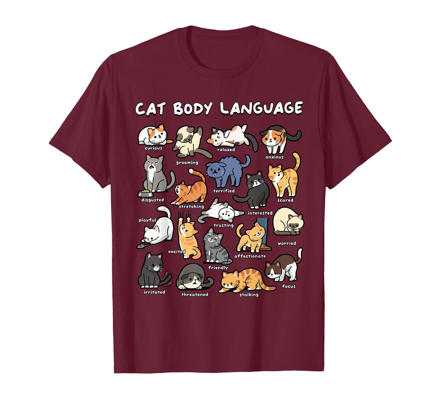 Cat Body Language Cute Cat Lover Kawaii T-Shirt
