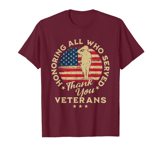 Honoring All Who Served Thank You Veterans Day Gifts T-Shirt