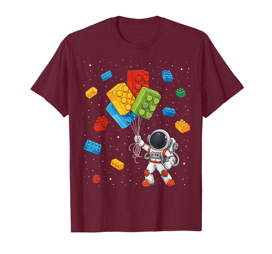 Space Astronaut Master Builder Boy Funny Building Blocks T-Shirt