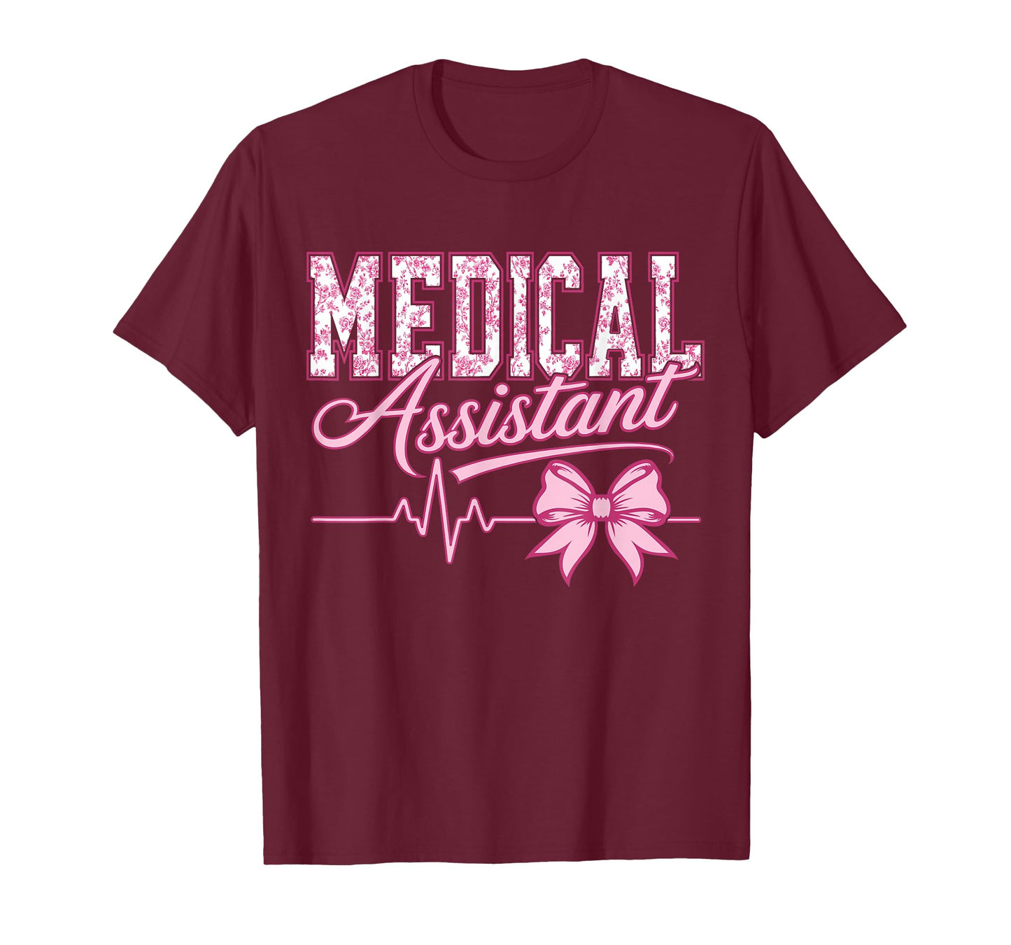 Cute Floral Pink Nurse Coquette Bow Medical Assistant T-Shirt