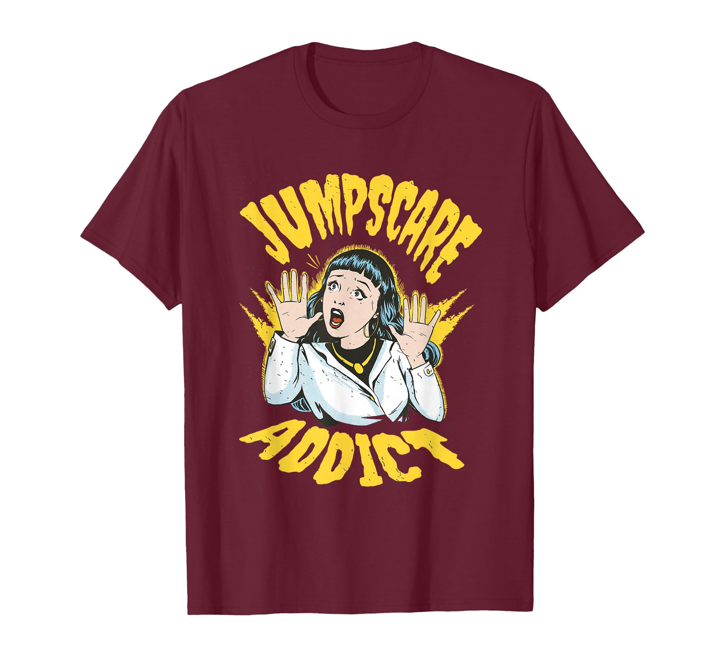 Jumpscare Addict - Retro Pop Art Horror Movie Fan T-Shirt