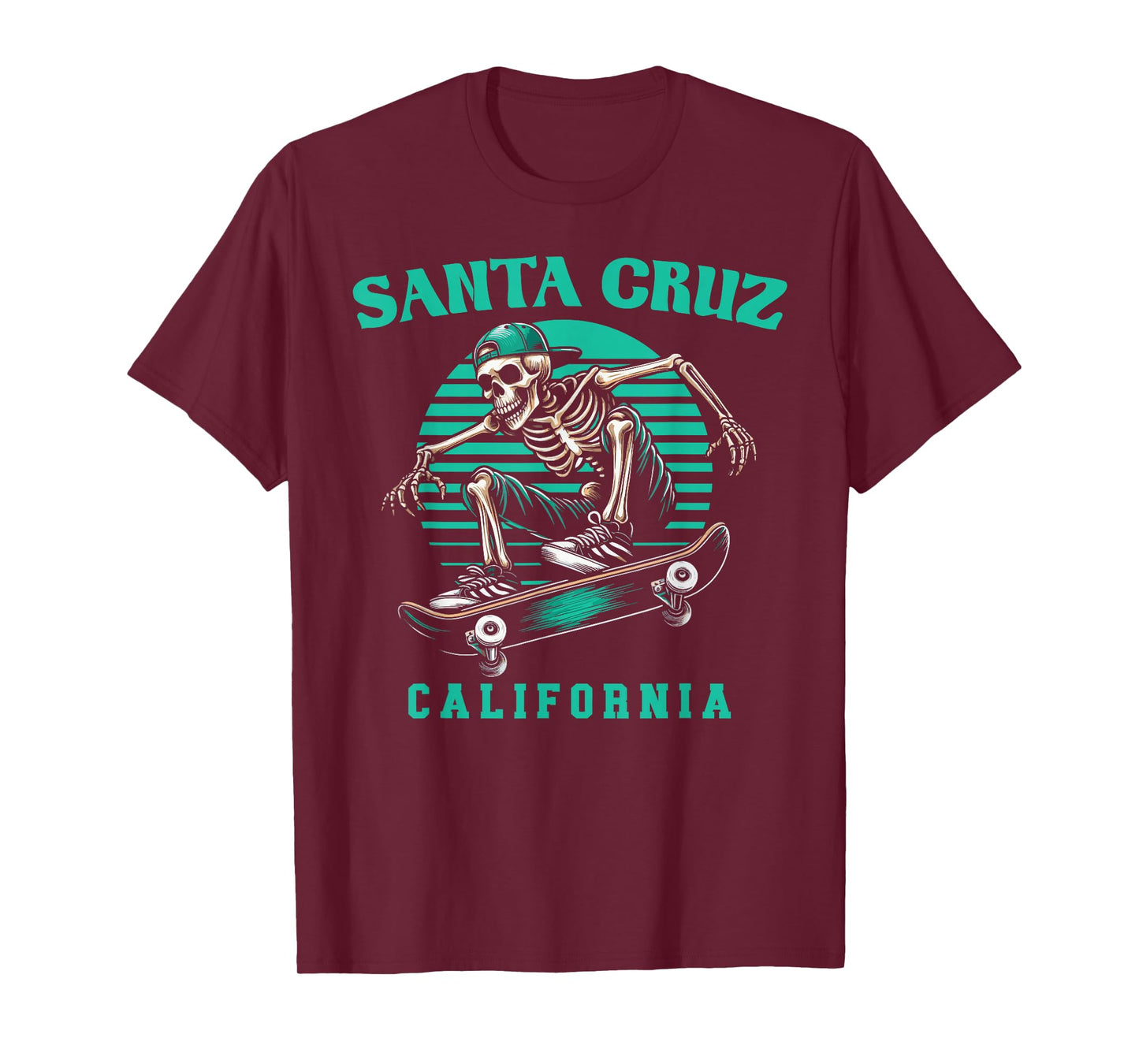 Old School Santa Cruz California Skeleton Skating Streetwear T-Shirt