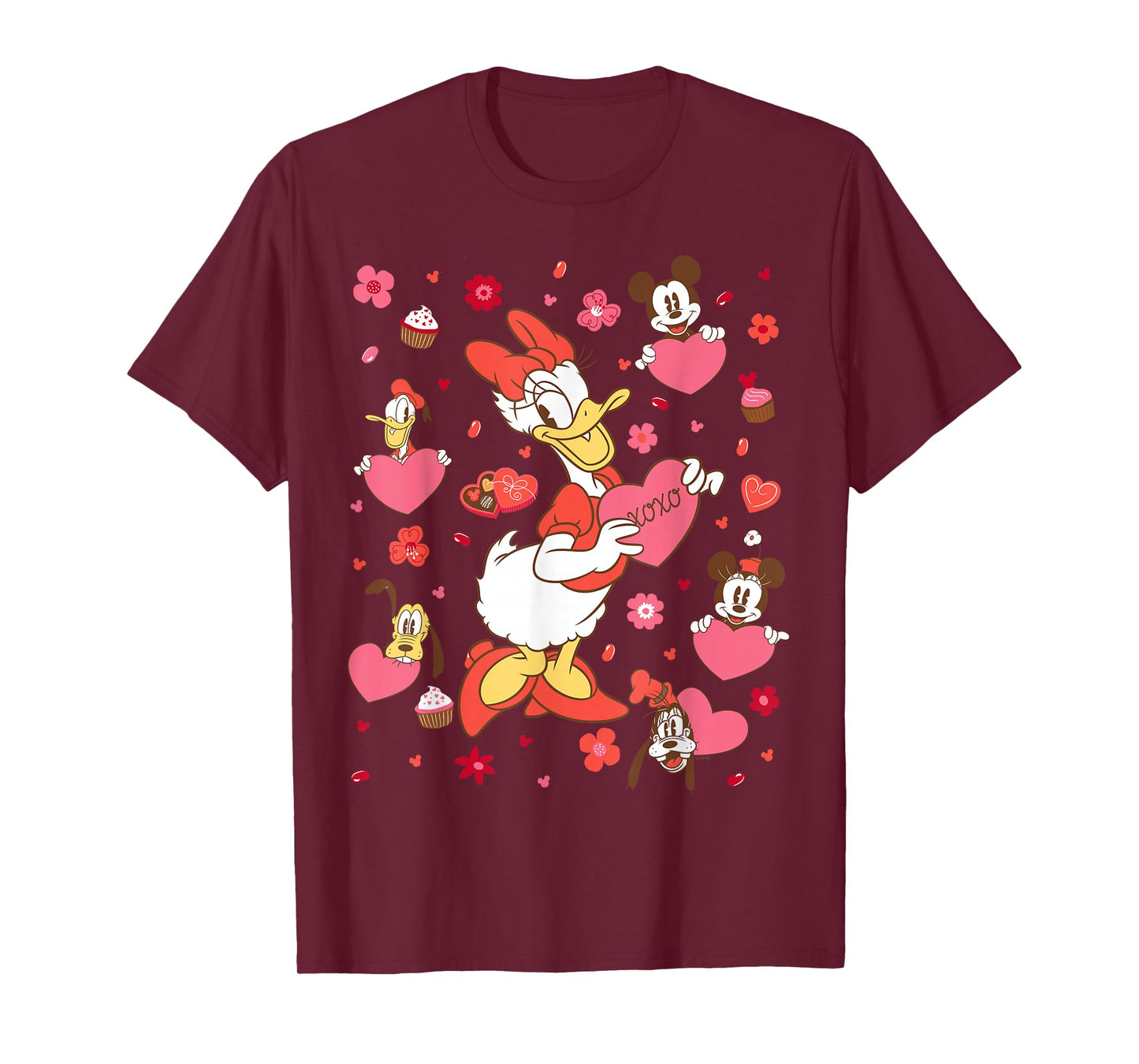 Disney Daisy Duck & Friends Valentine's Day Retro Hearts T-Shirt
