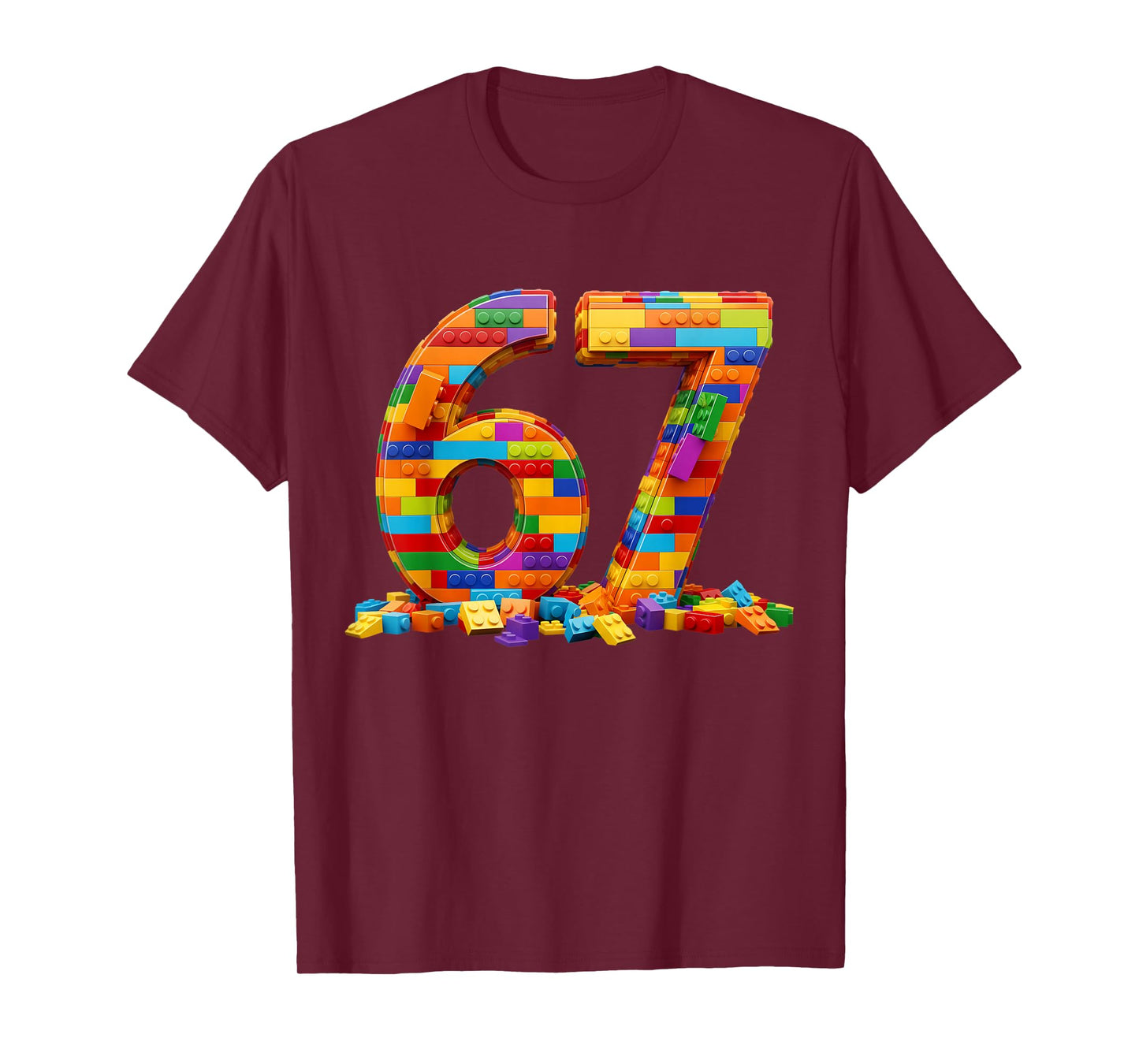 Number 67 Meme Six Seven 6 7 Building Blocks Gen Alpha Slang T-Shirt