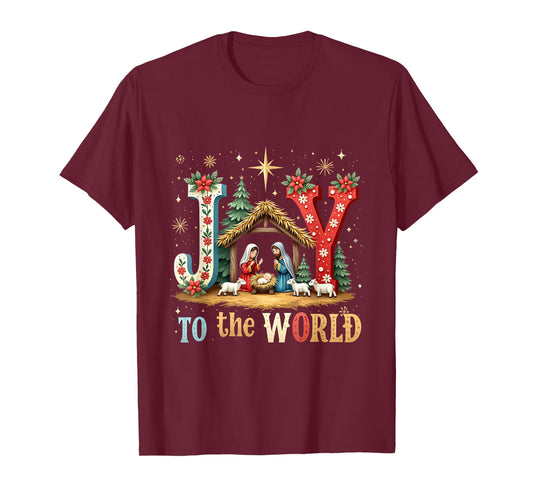 Jesus Joy to The World Christmas Baby Preppy Christian T-Shirt