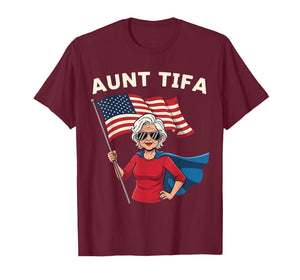 Vintage I Am Aunt Tifa Woman's Girl Aunt Tifa America Flag T-Shirt