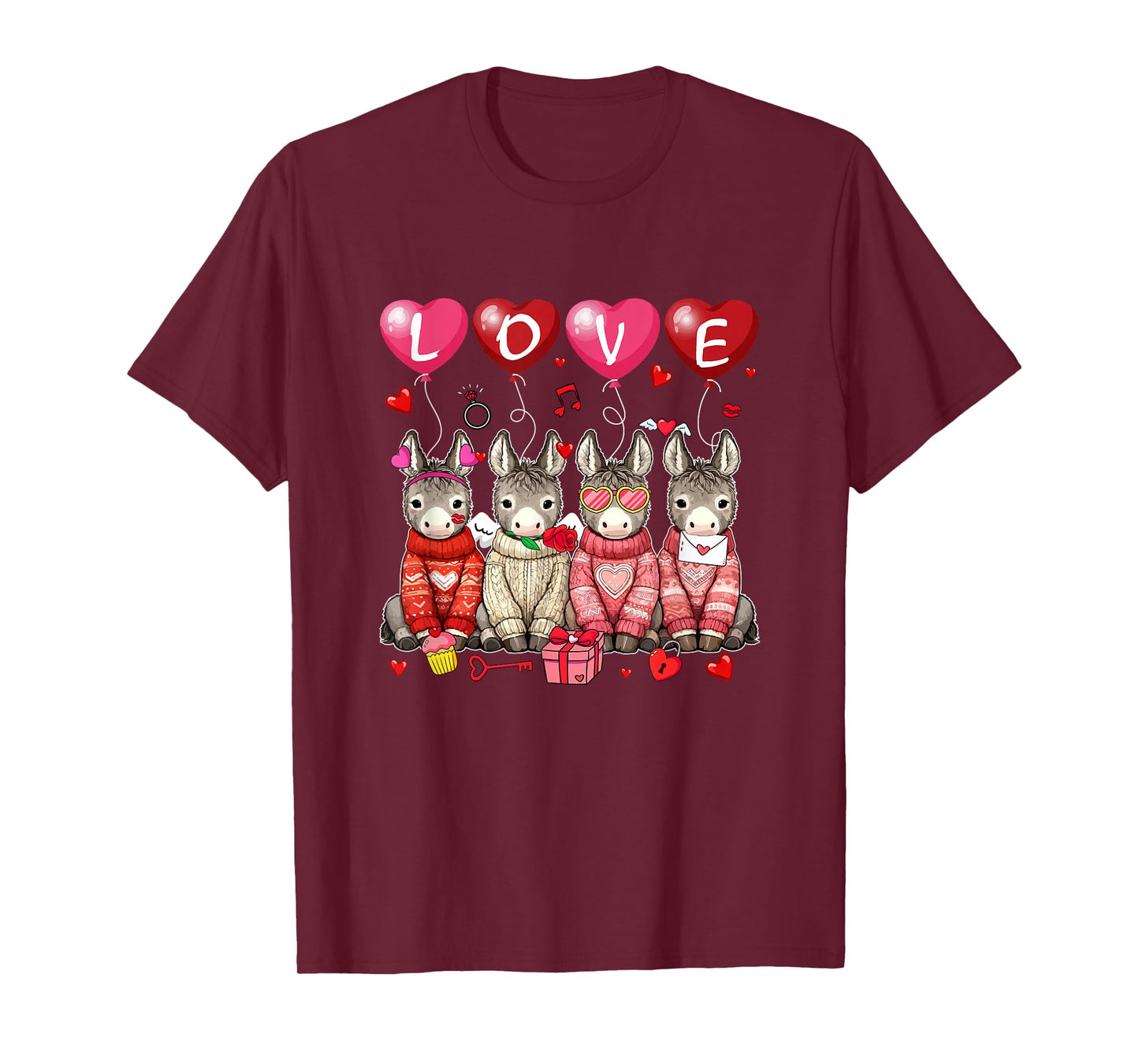 Love Group Donkeys Sunglasses Valentine Farmer Rancher Kids T-Shirt