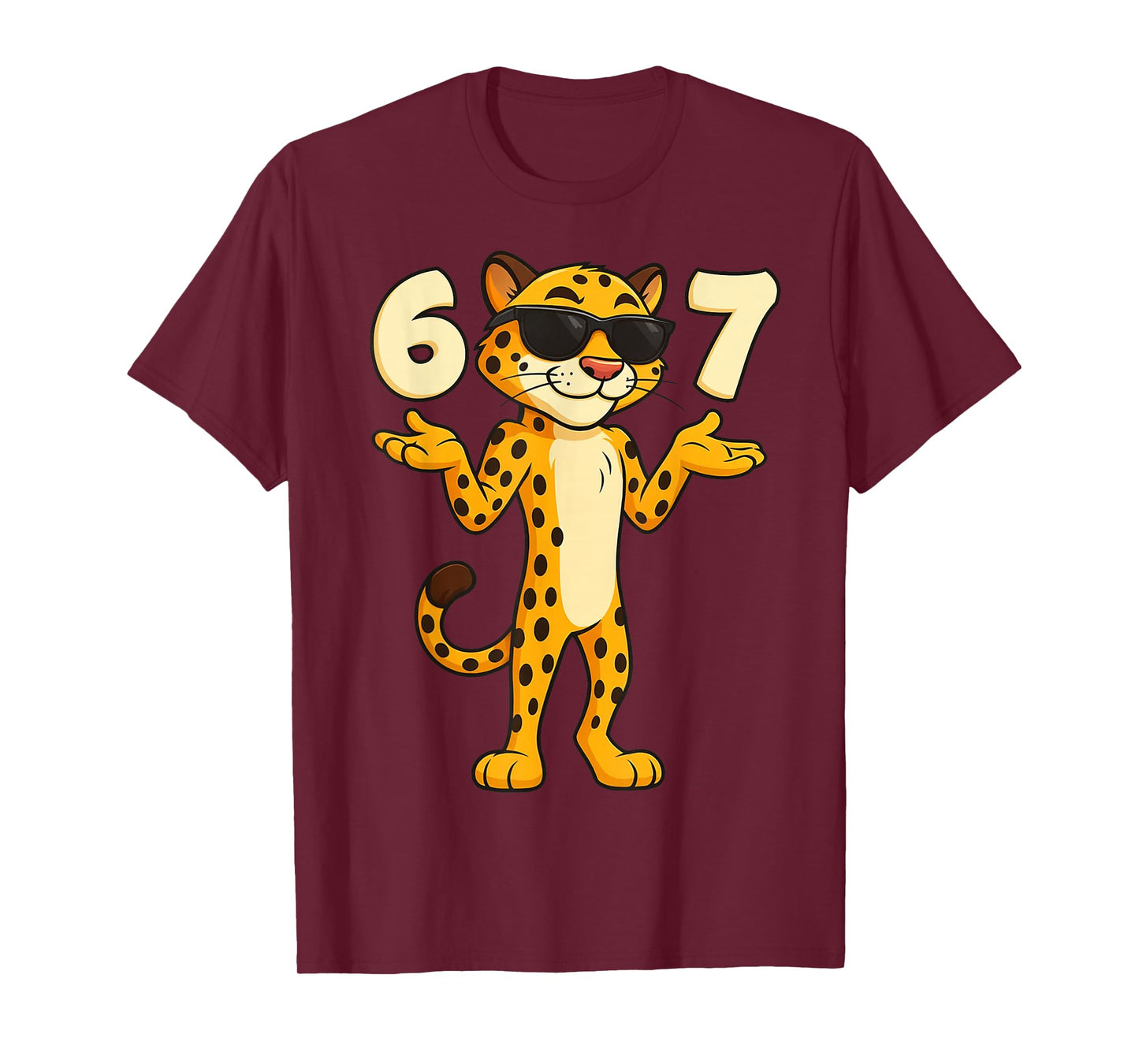 Cheetah 67 Meme Funny Kids Teens Gen Alpha Slang 6 7 Hands T-Shirt