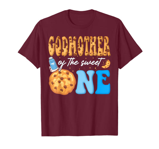 Godmother of The Sweet One Cookies and Milk Birthday Party T-Shirt