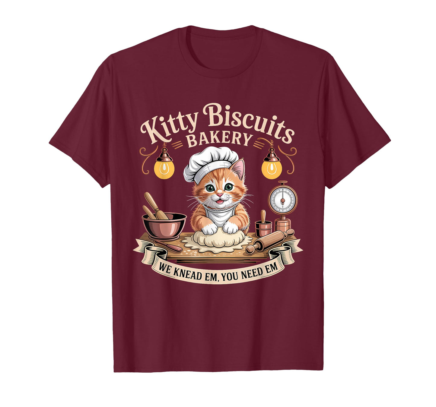 Kitty Biscuits We Knead Em You Need Em Funny Baking Cat T-Shirt