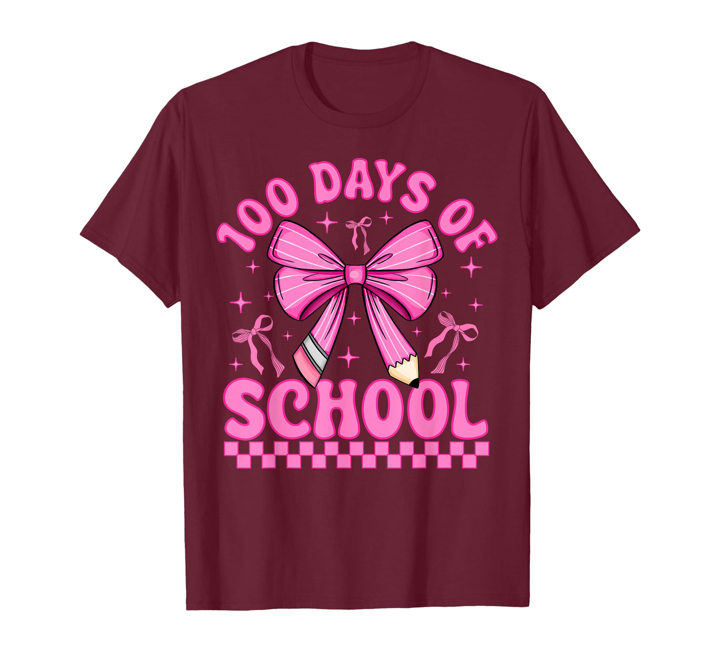 100 Days of School Girls Coquette Bow 100th Day of School T-Shirt