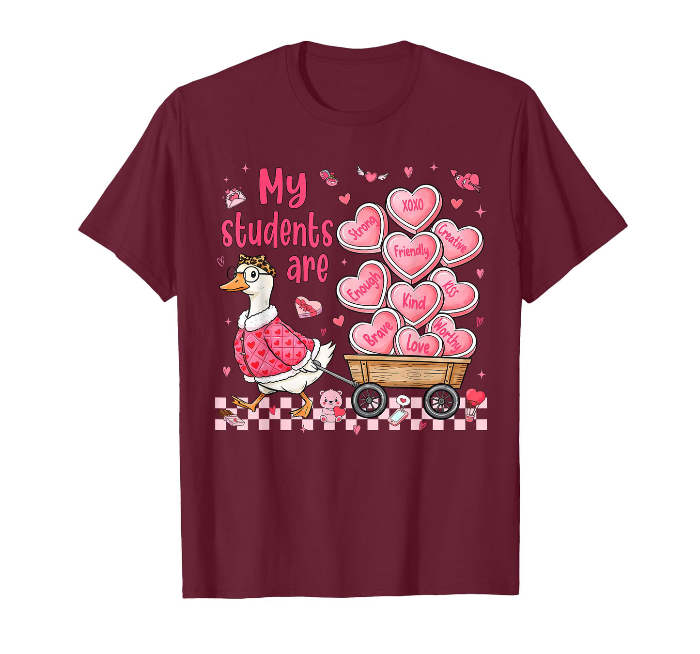 My Students are Kind Strong Goose Valentine Teacher Women T-Shirt
