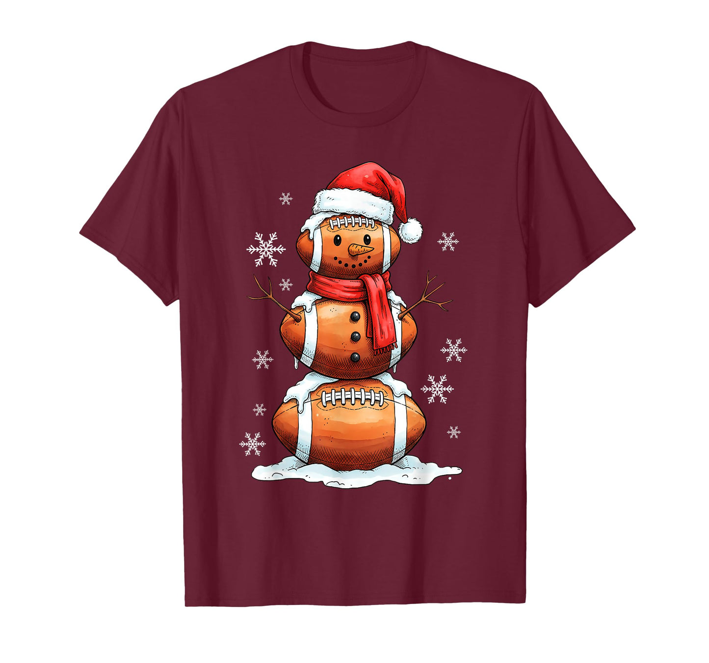 Football Snowman Christmas Holiday Sports Xmas Pajamas T-Shirt