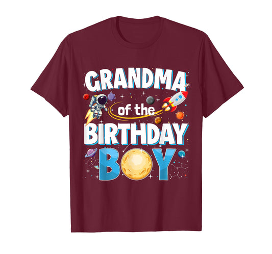 Grandma of The Birthday Boy Space Astronaut Family Matching T-Shirt