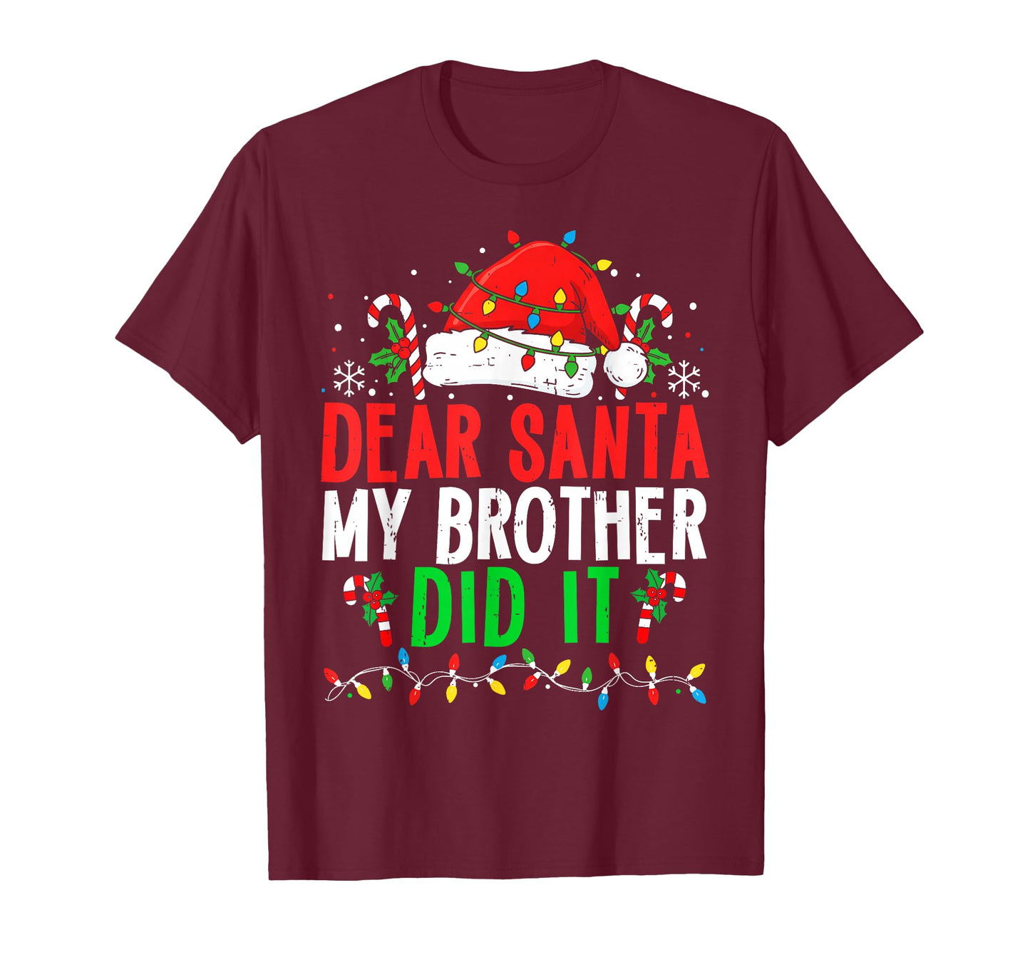 Dear Santa My Brother Did It Funny Christmas Boys Girls Kids T-Shirt